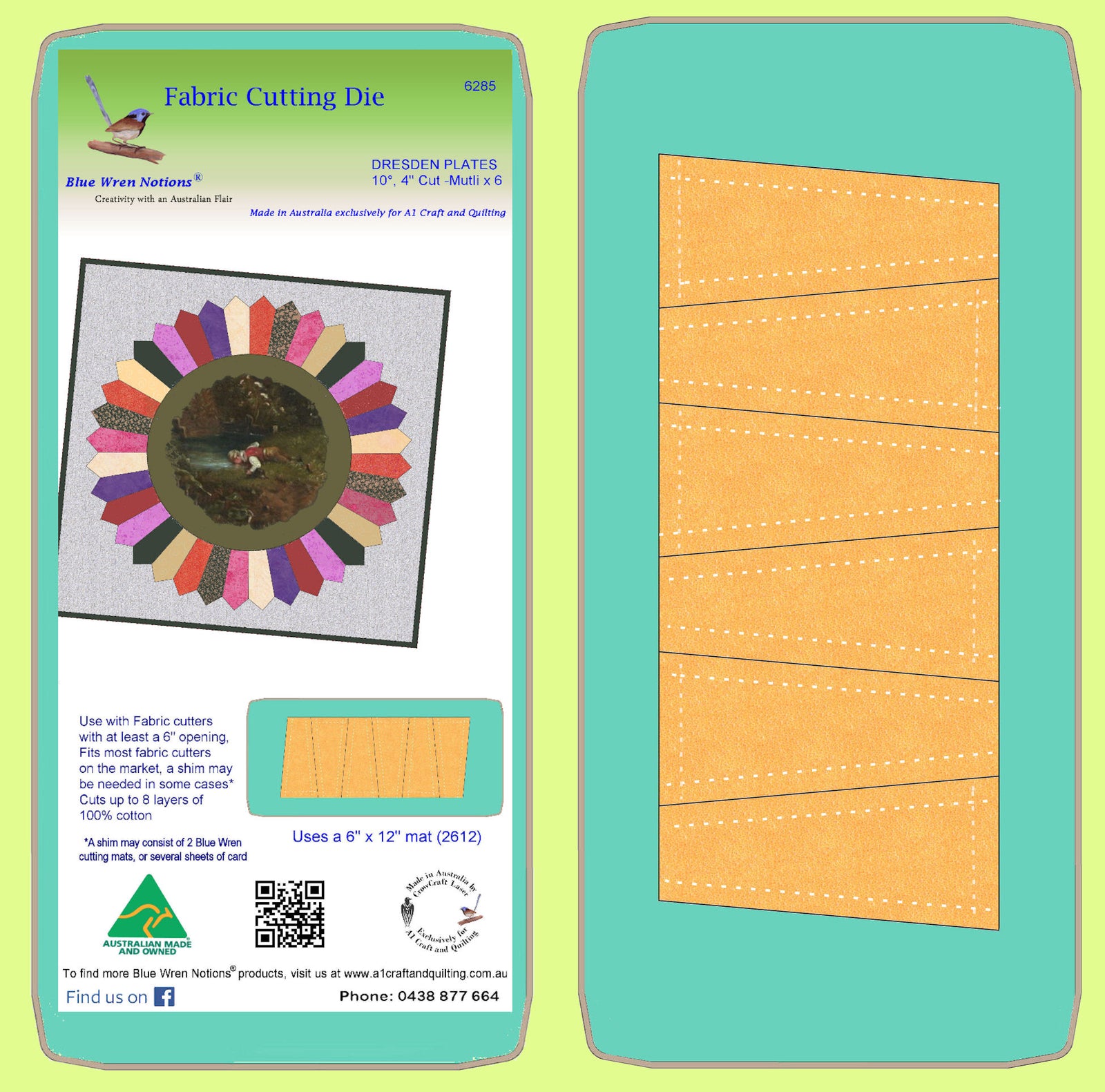Dresden Plates 4" long cut, 10° , 36 blades - 6285 - mat included