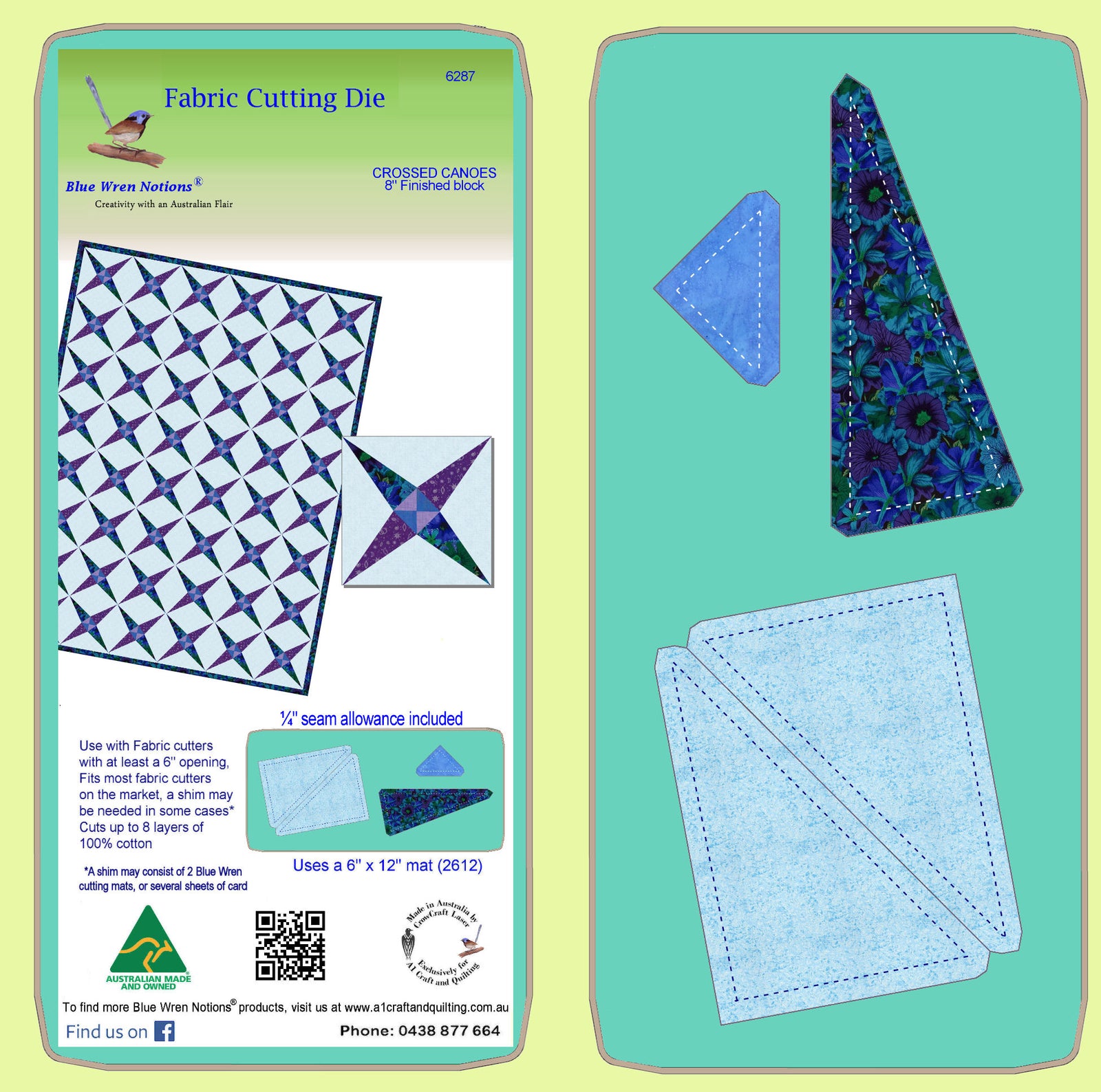 Crossed Canoes - 6287- makes a 8" finished block - mat included