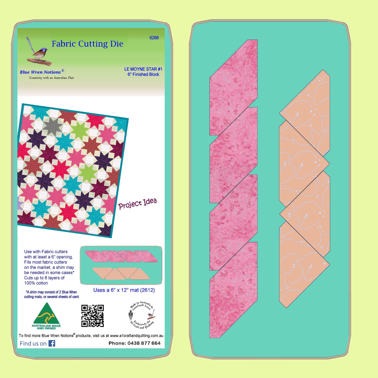 Le Moyne Star - 6288- makes a 6" finished block - mat included