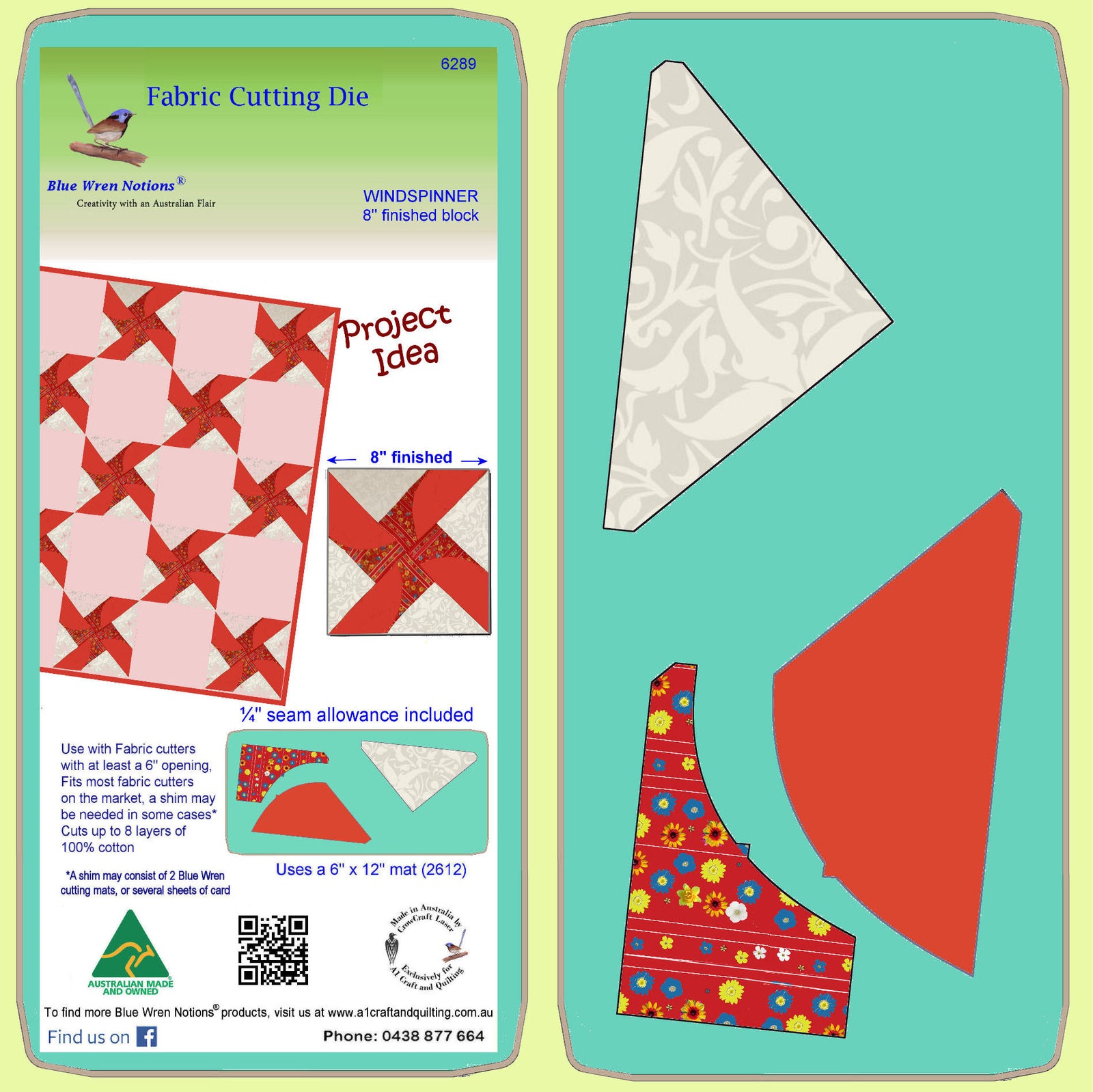 Windspinner - 8" x 8" finished block - 6289 - mat and pattern included