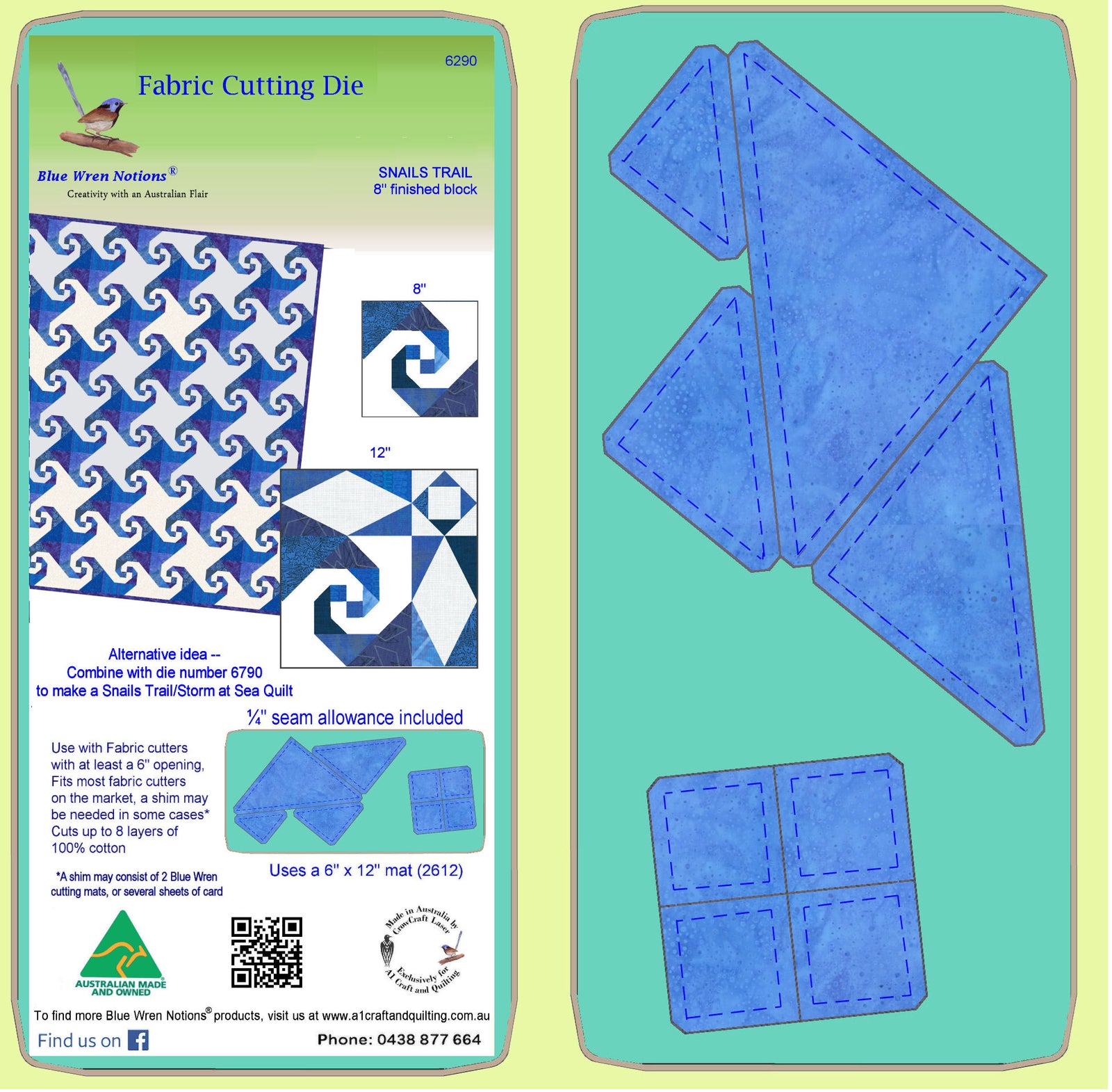 Snail's Trail - 6290 -  makes an 8" block- mat included