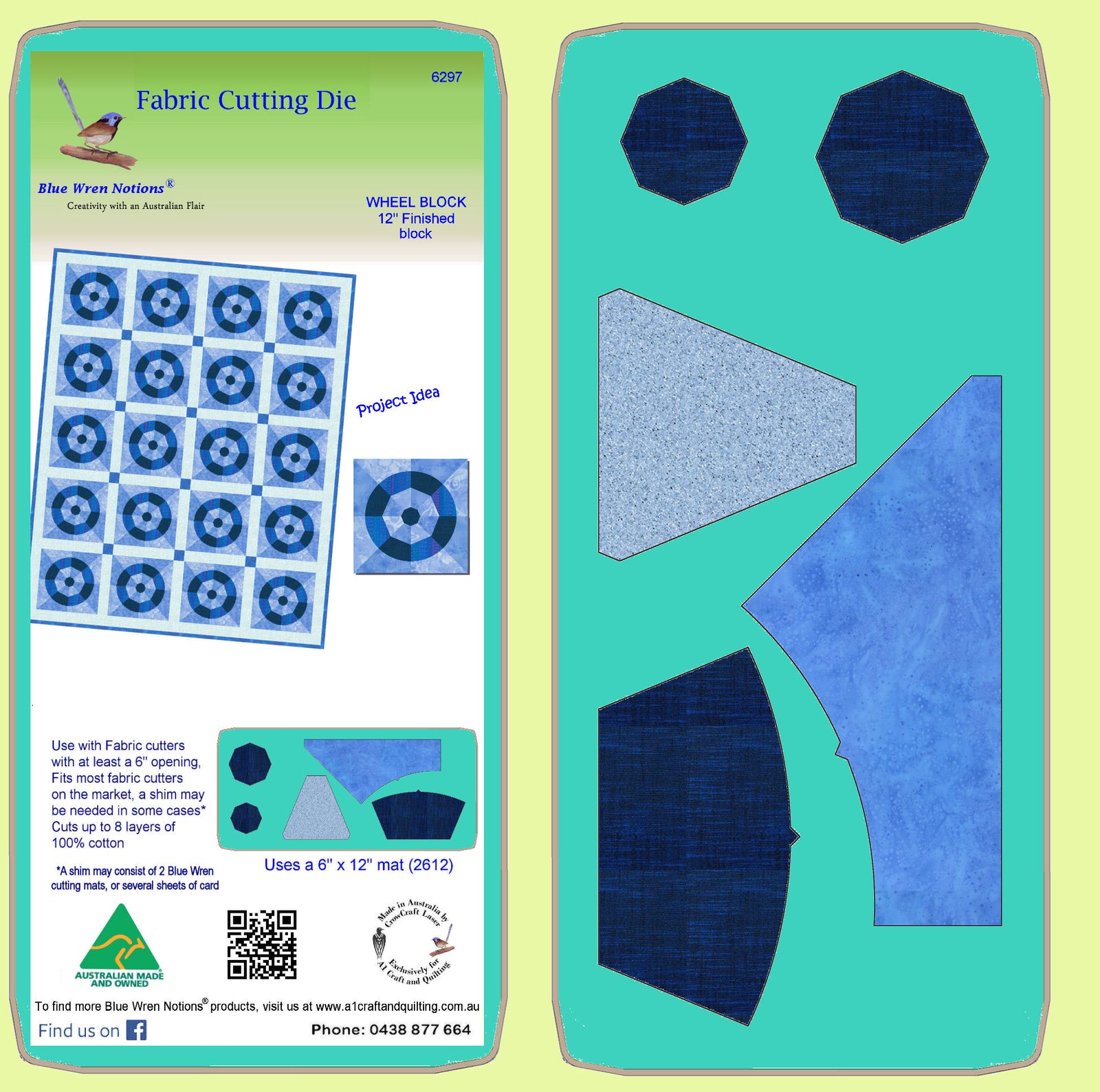 Wheel Block- 12" finished block, - 6297 -  Mat included