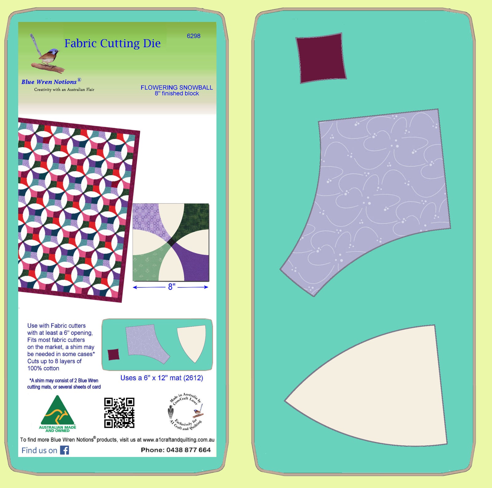 Flowering Snowball - 6298 - makes an 8" finished block - mat included