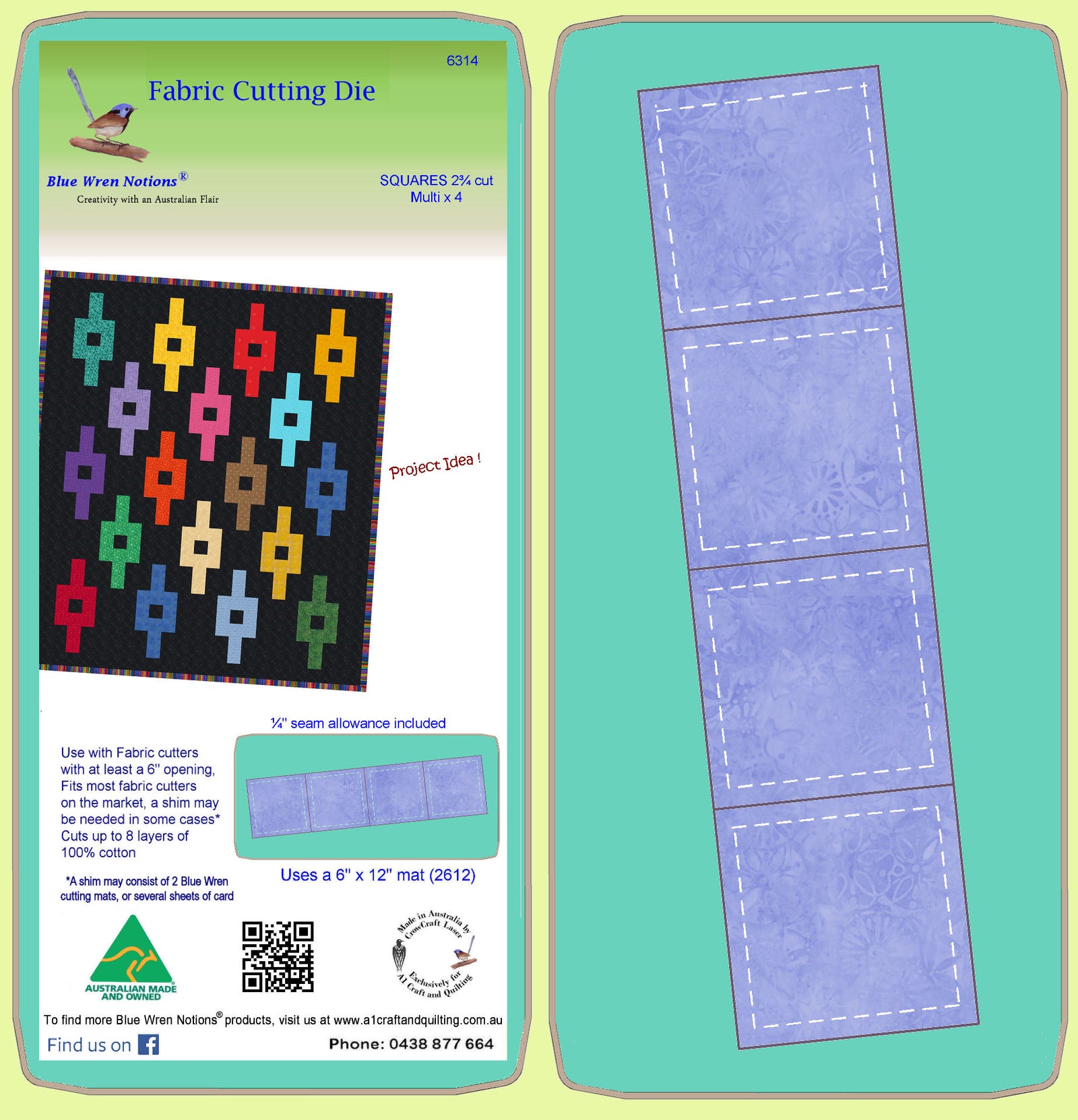 Squares 2¾"cut x 4 - 6314 - Includes cutting mat 2612