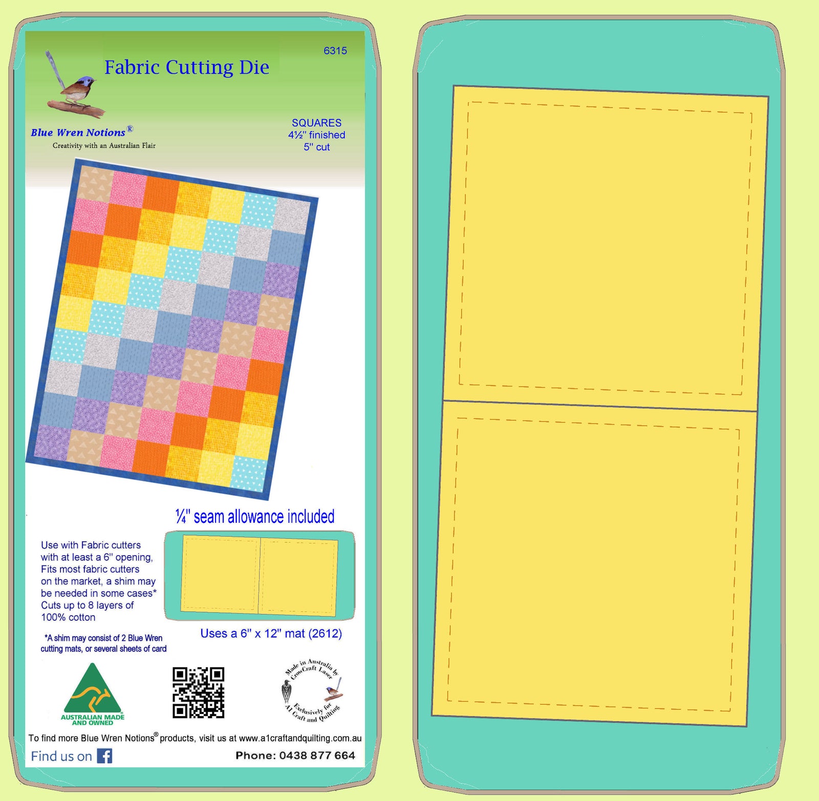 Squares - 5" Cut  (4½"finished) Charm Square size - Multi x 2 - 6315 - includes cutting mat