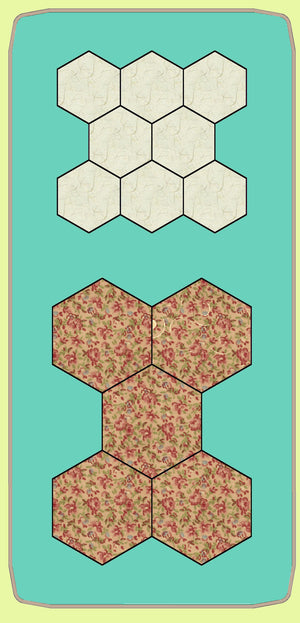 Hexagons 3/4" finished sides - 3/8"seam allowance - Paper and Fabric shapes - 6344 - includes cutting mat