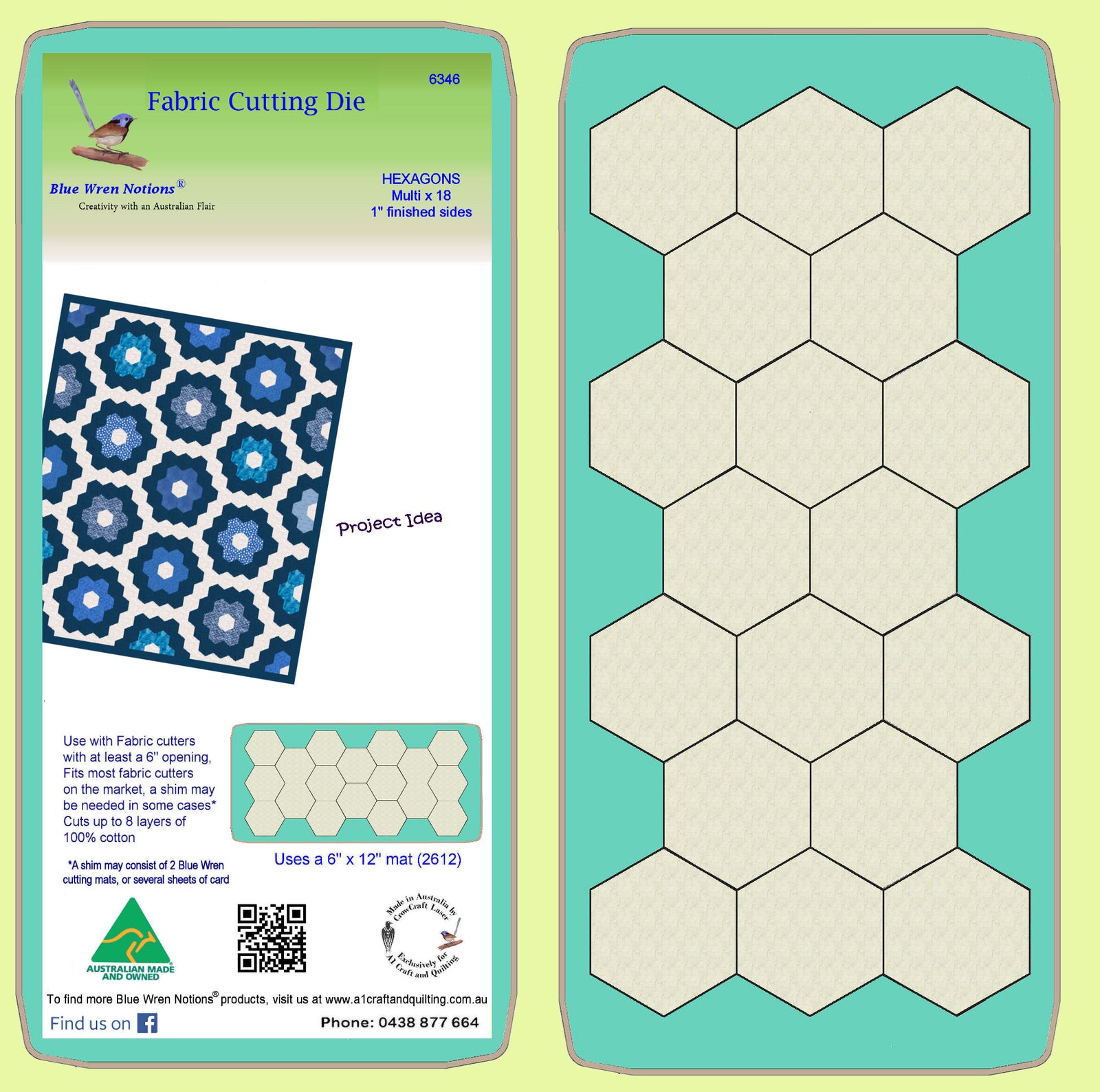 Hexagons 1" cut sides -  6346 - includes cutting mat