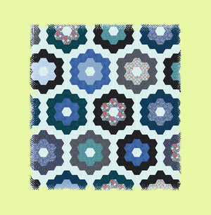 Hexagons 1½" finished sides, paper and fabric pieces, ¼" seam allowance - 6347 - includes cutting mat
