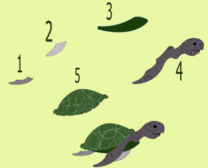 Turtles x 2 - 7" x 3½" & 4" x 5" - 6351 - Mat included