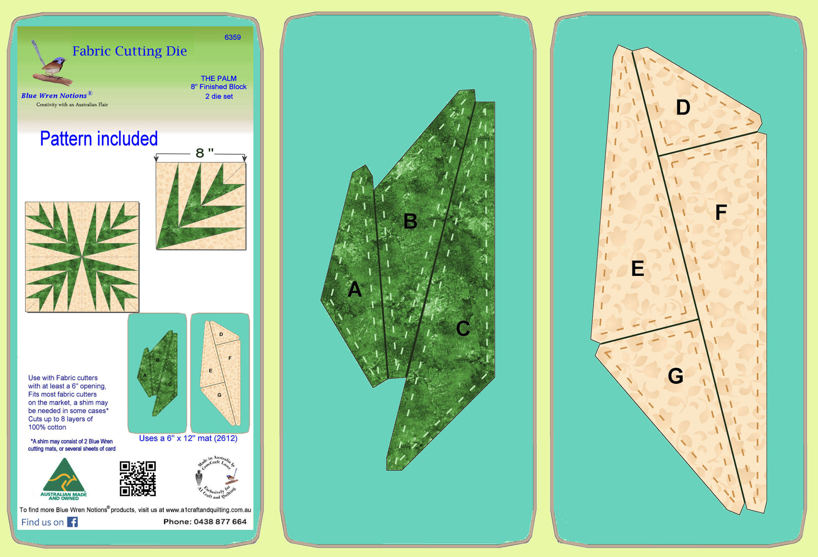 The Palm- 6359  (8" block) - 2 die set - Mat included