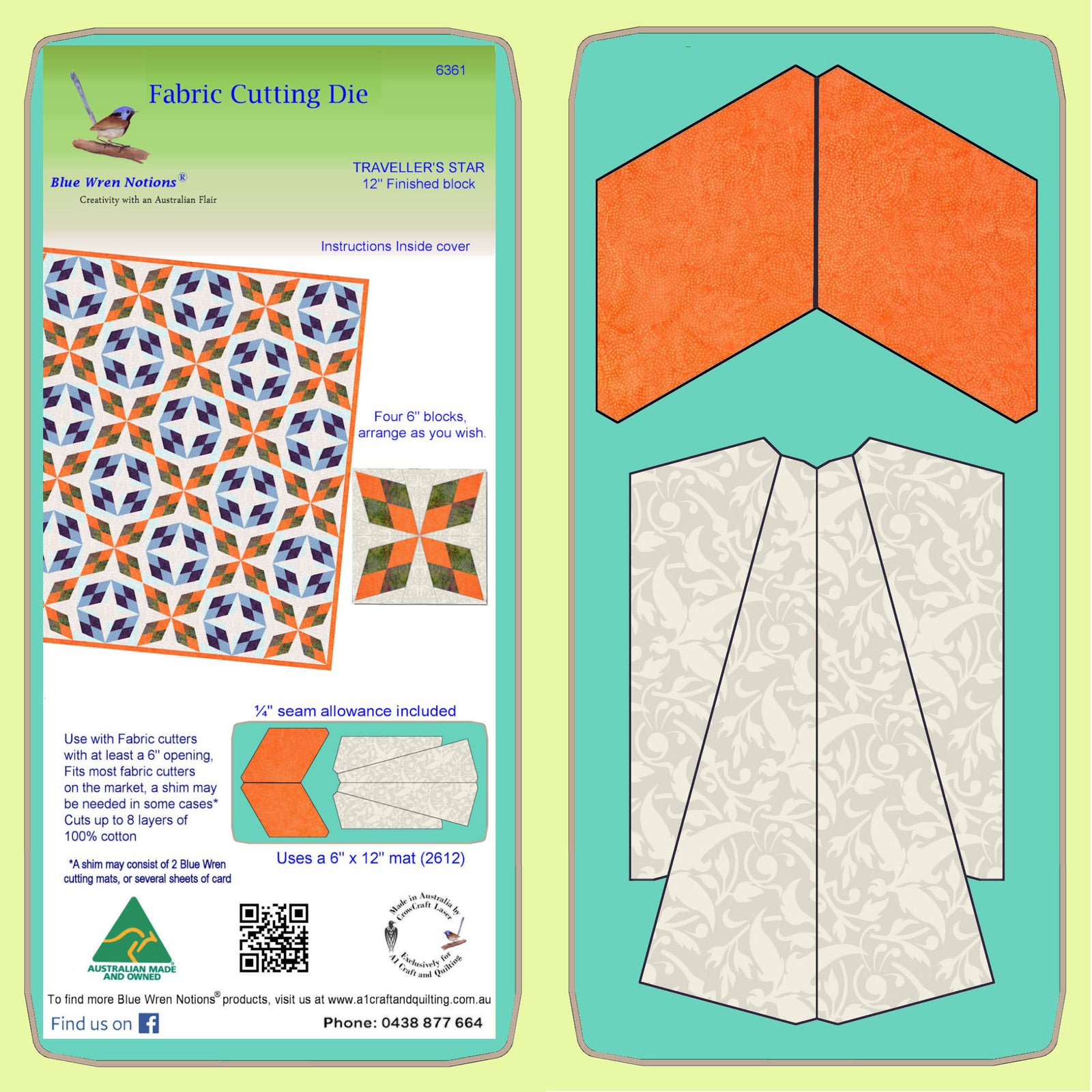 Traveller's Star- 6361  (12" finished block) -  Mat included