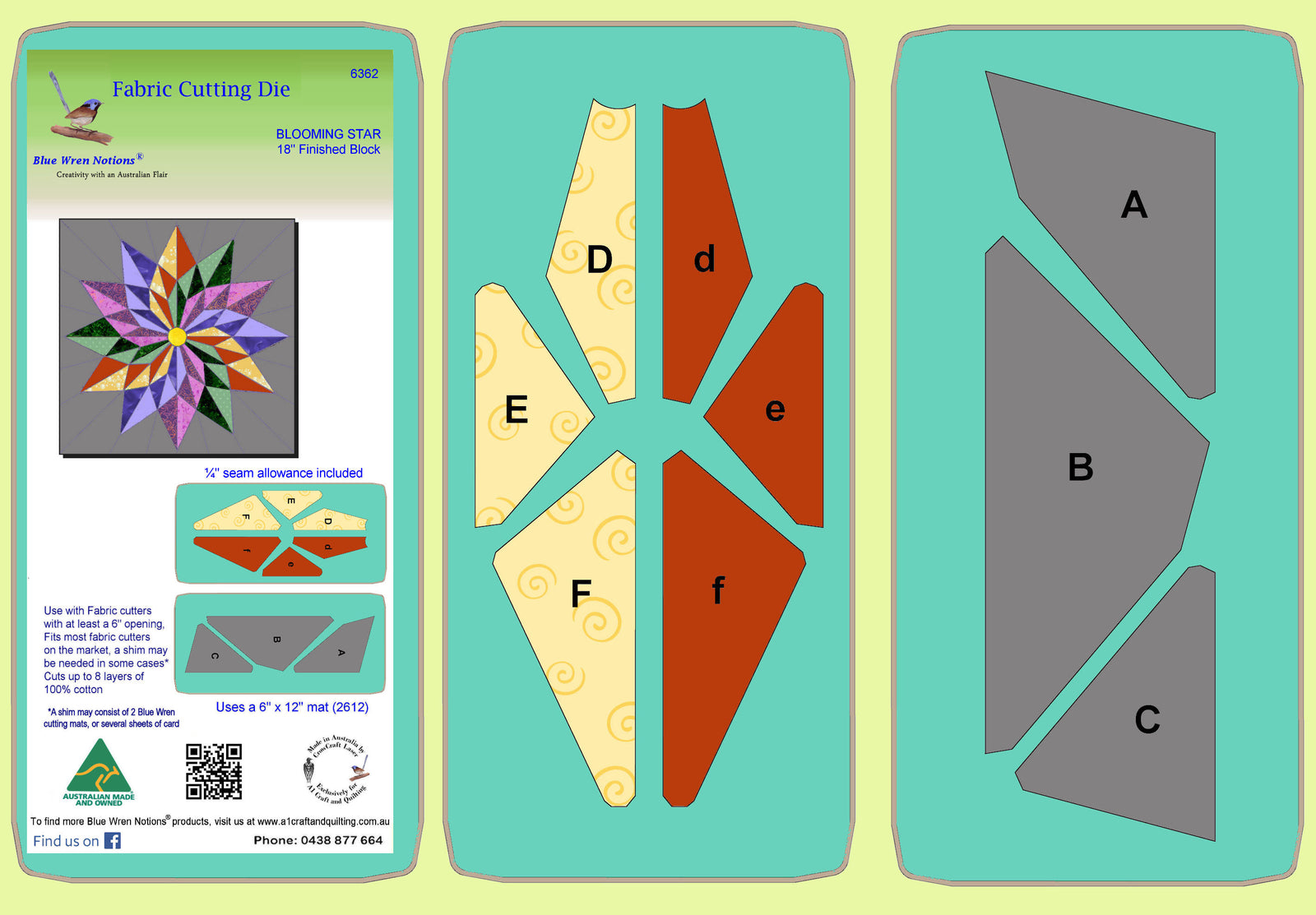 Blooming Star- 6362  (18" finished block) -  Mat included