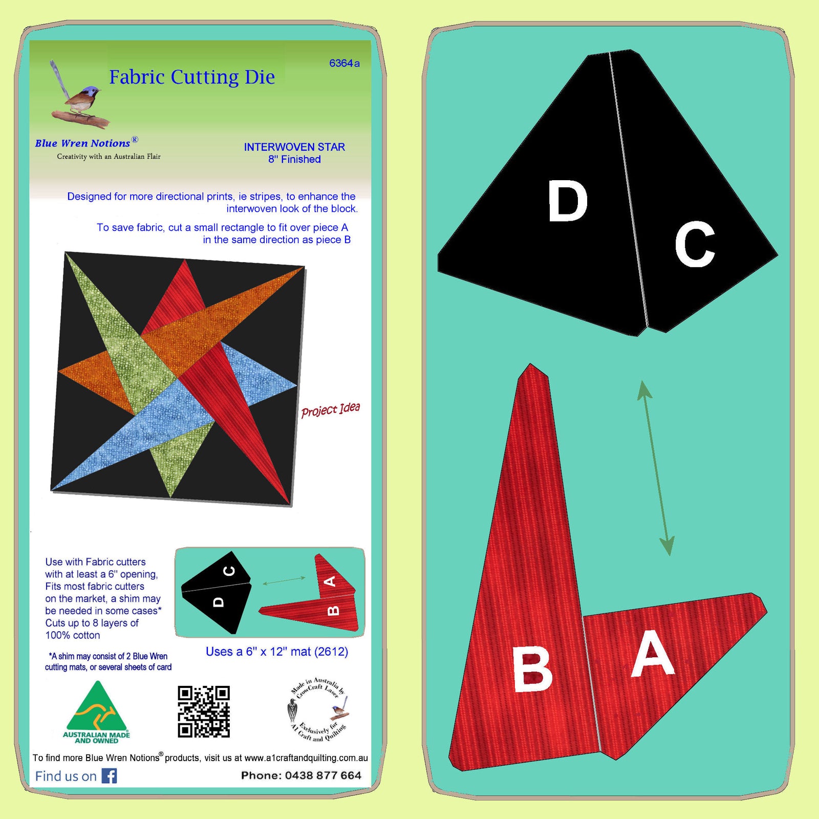 Interwoven Star 8" finished - 6364a   - For use with directional prints. Mat and clear cover included