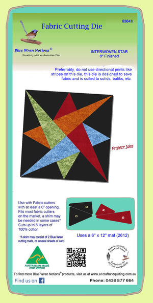 Interwoven Star 8" finished - 6364b   - Do not use with directional prints. Mat and clear cover included
