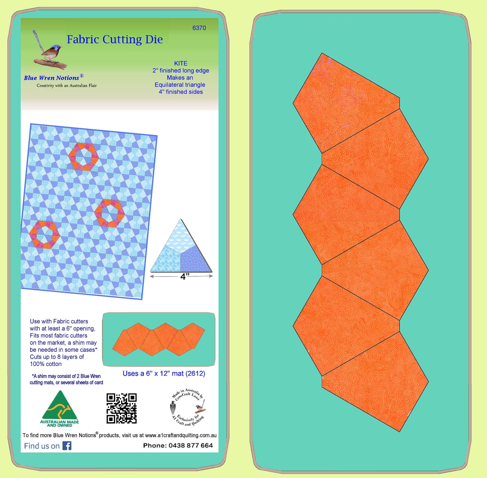 Kite 2" finished long, makes equilateral triangles - 6370 - mat included