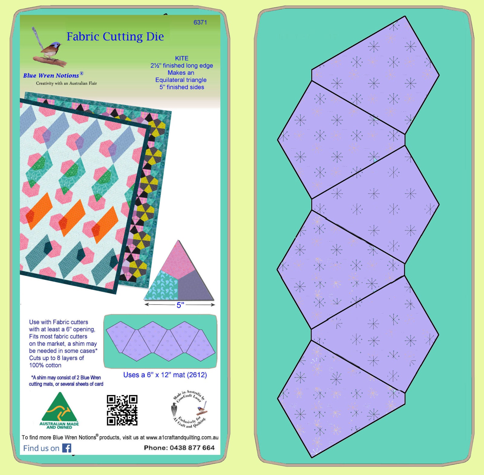 Kite 2½" finished long, makes equilateral triangles - 6371 - mat included