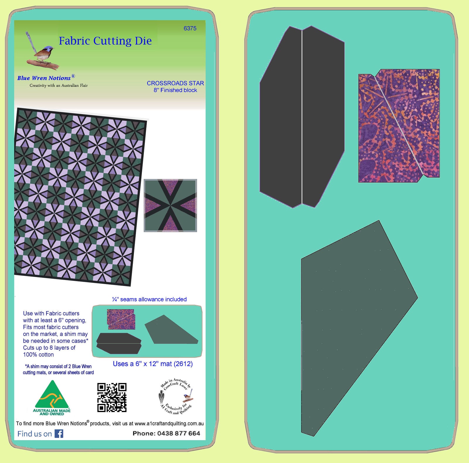 Crossroads Star  (8" finished block) - 6375 - Mat included