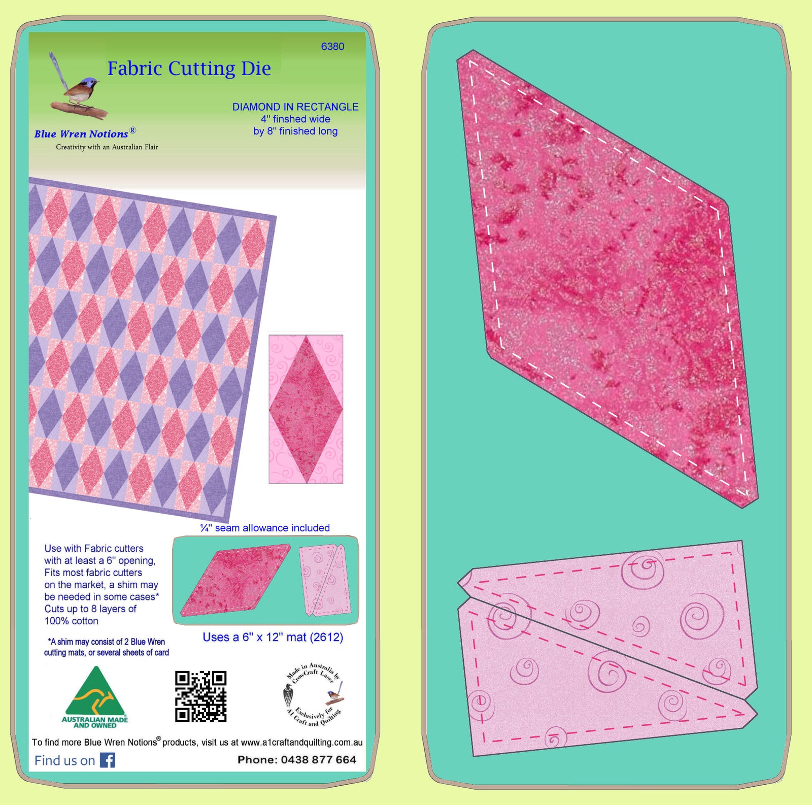 Diamond in Rectangle - 4" x 8" finished - 6380 - mat included