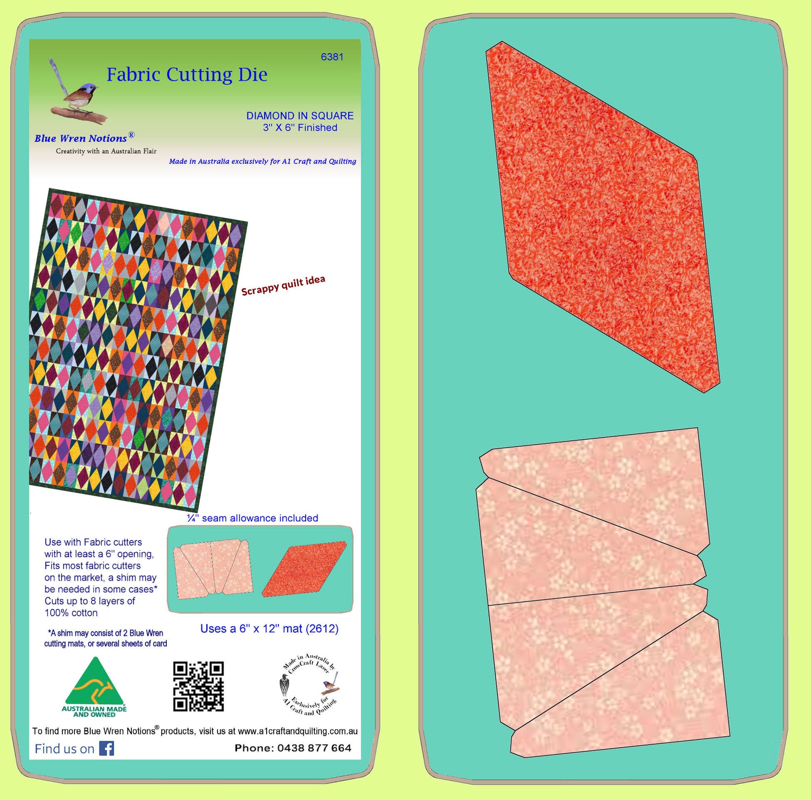 Diamond in Rectangle - 3" x 6" finished - 6381 - mat included