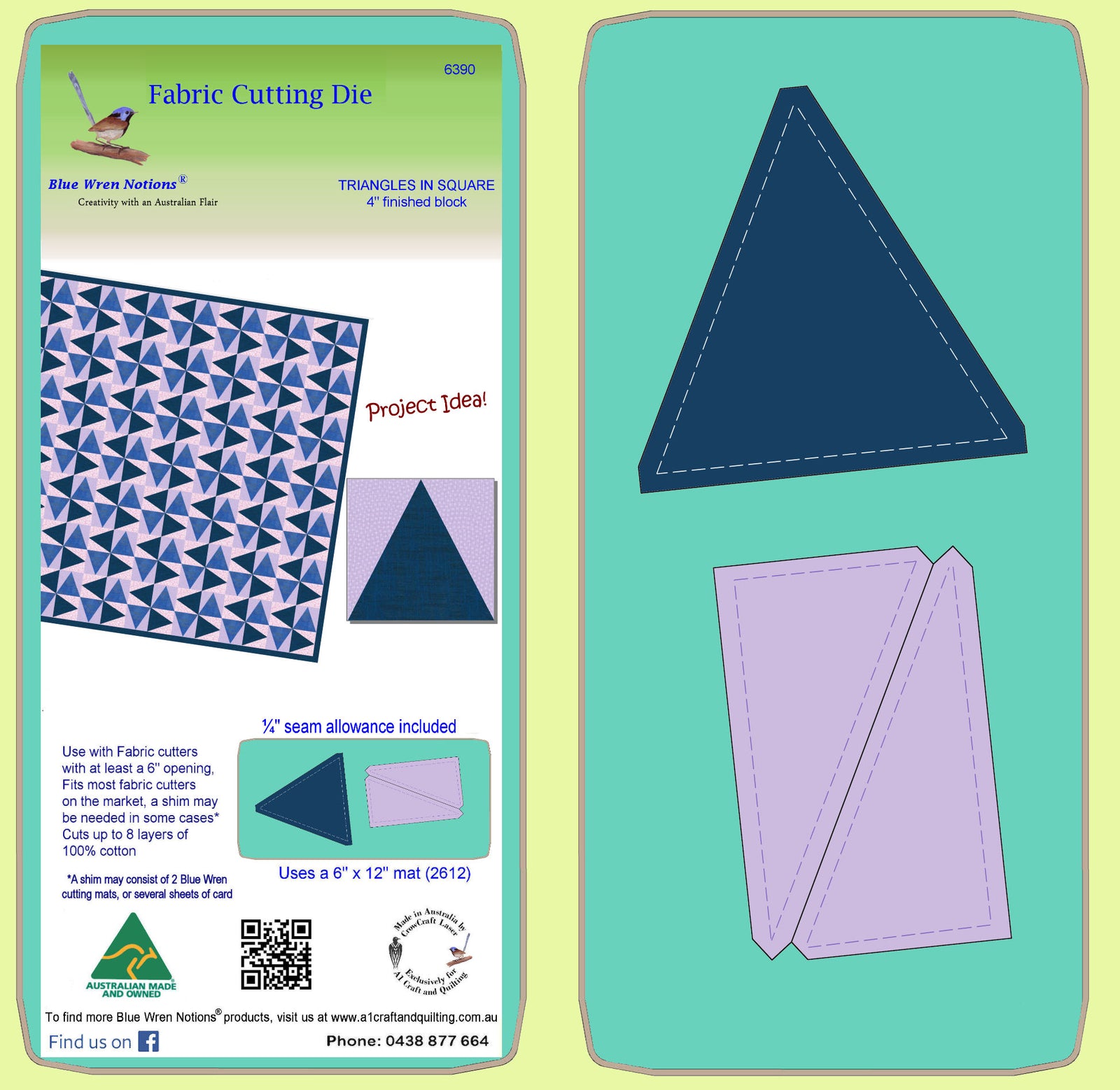 Triangle in Square - 4" x 4" finished - 6390 - mat included