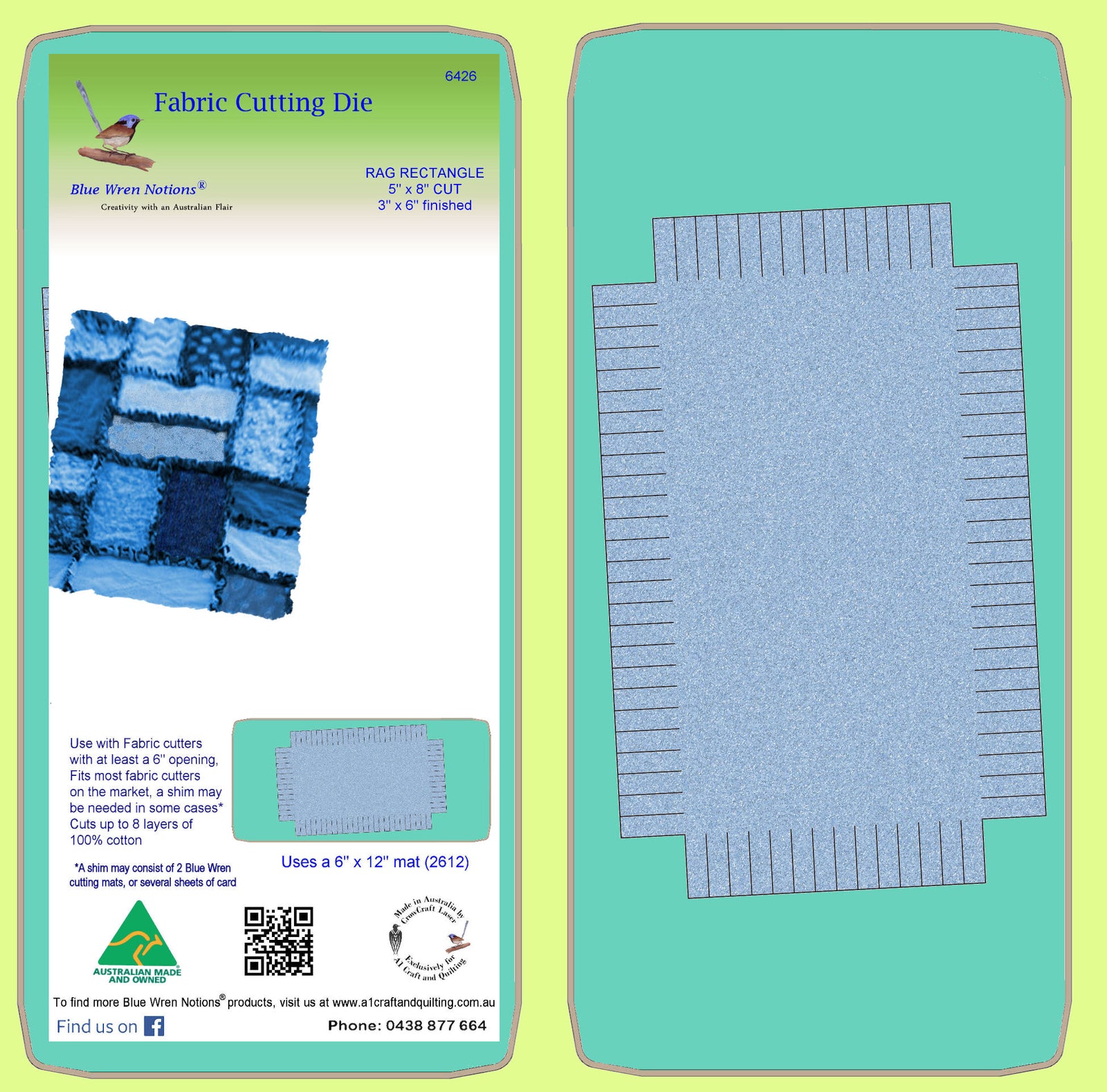 Rag Rectangle - 5" x 8" cut, 3" x 6" finished - 6426 - includes cutting mat