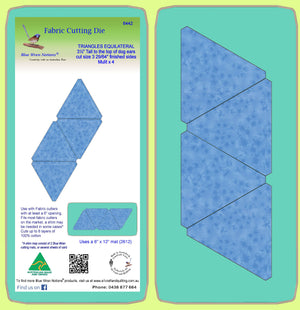 Triangles, Equilateral  3¼" tall to the top of dog ears, cut size   - 3 39/64"finished sides - Multi x 4 (6442)