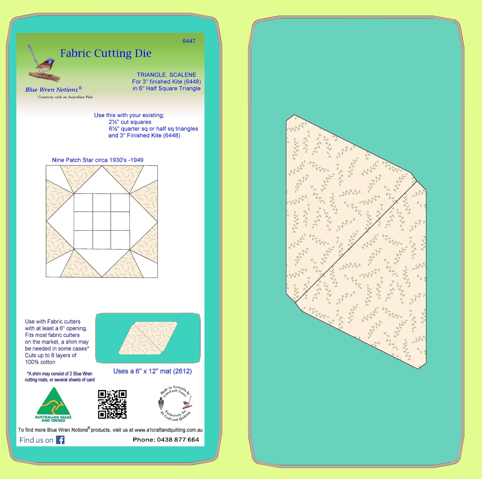 Triangle, Scalene, for 3" finished Kite(6448) - 6447 - mat included