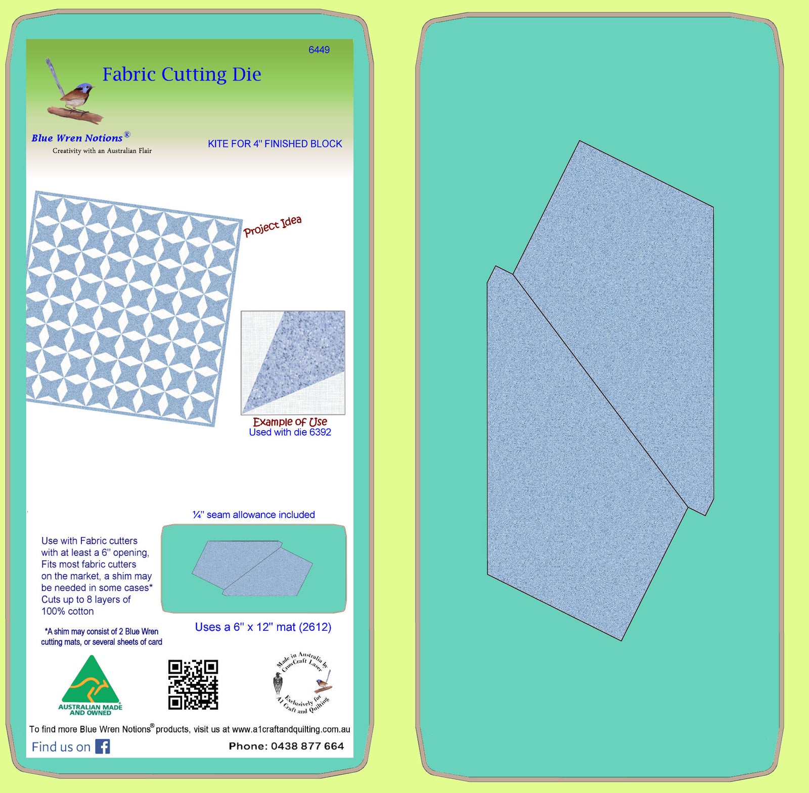 Kite for 4" finished Block - 6449 - mat included