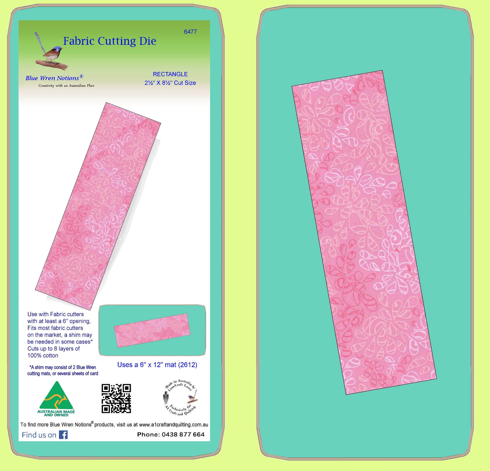 Rectangle 2½" x 8½" cut, (2"x 8") finished - 6477 - mat included