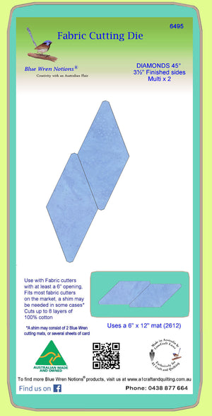 Diamond 45°,  3½” finished sides - Multi x 2 - 6495 - includes cutting mat