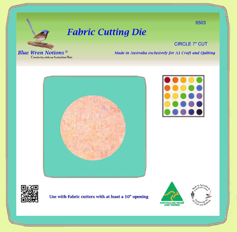 Circle 7" Cut - BlueWren Notions Cutting Die - 6503- includes cutting mat