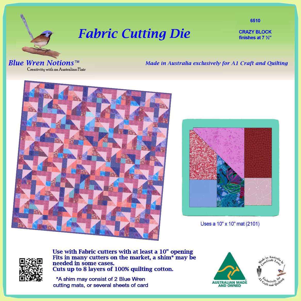 Crazy Block - 7 1/2" finished - 6510 - Mat (2101) included.