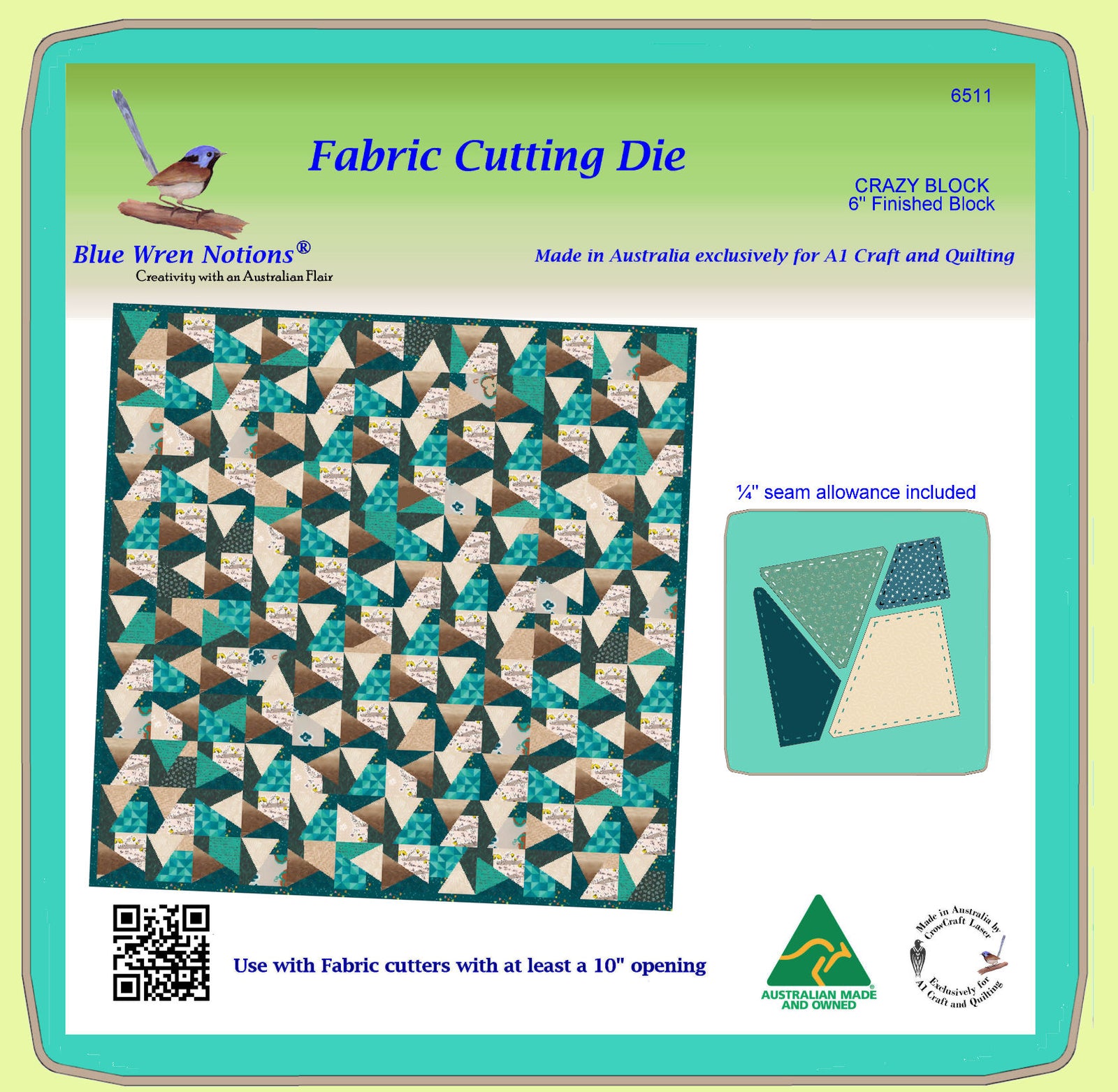 Crazy Block #2 - 6" finished block - 6511 - Mat (2101) included.