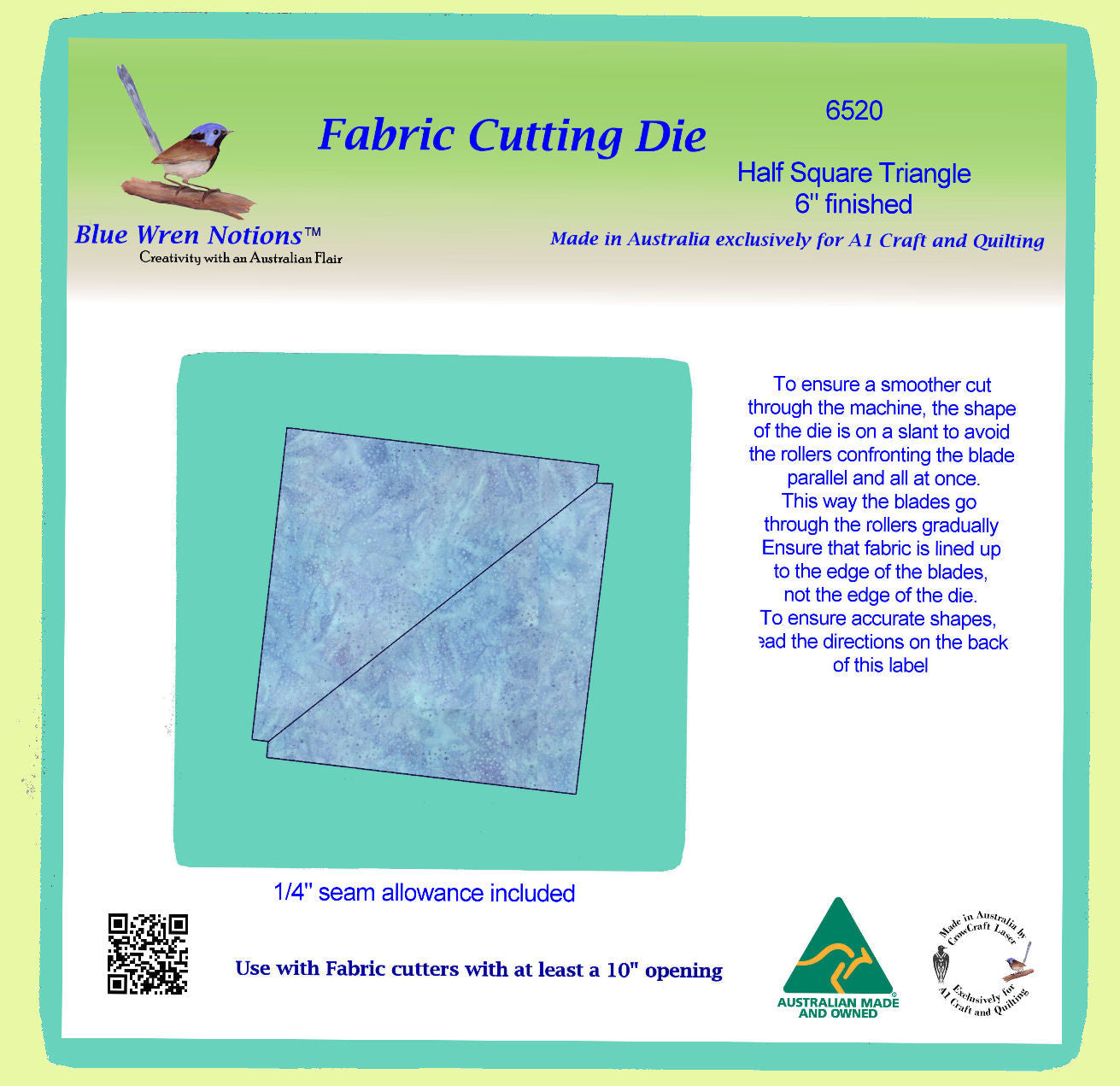 Triangle, Half Square Triangle 6" finished - 6520 - Mat Included