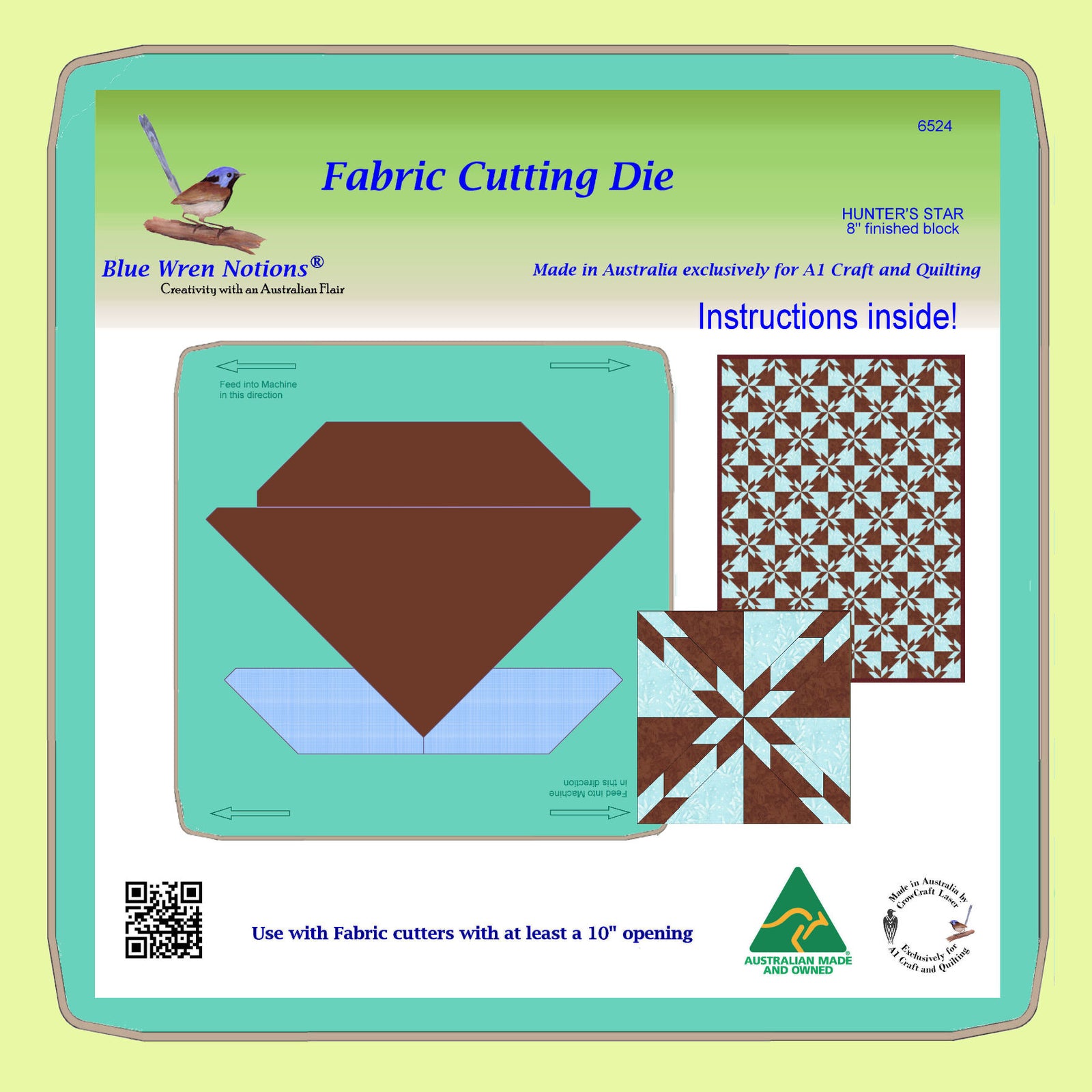 Hunter's Star - (8" finished quarter block) 16" finished whole block - 6524 - Mat and instructions included