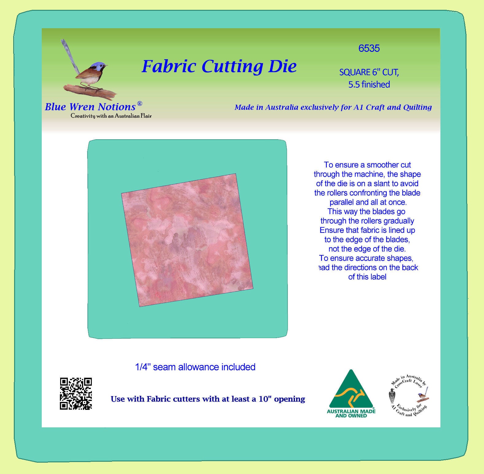 Squares 6" cut - 5 1/2" finished - 6535 - Mat (2101) included.