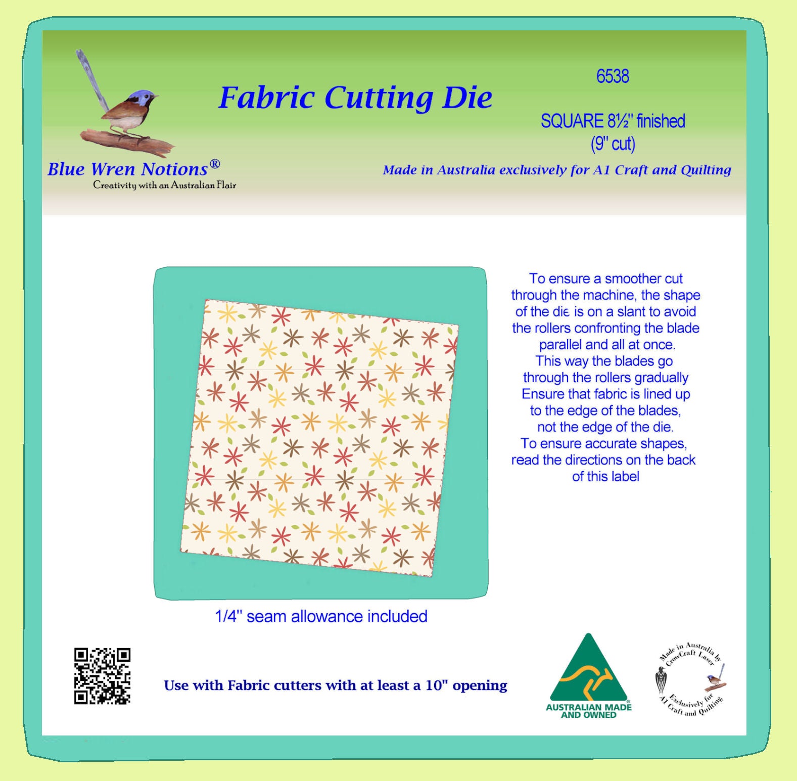 Squares - 9" cut (8½ finished) - 6538 - Mat (2101) included.