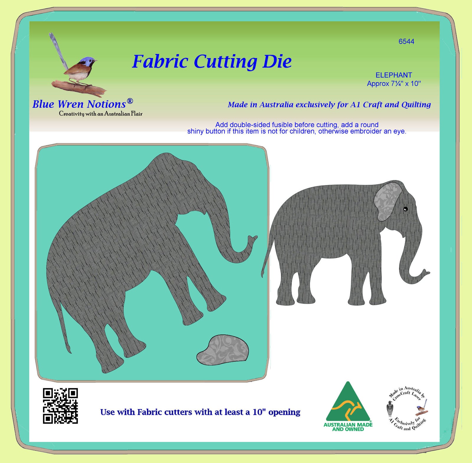 Elephant, approx 7¼" x 10" - 6544 - Mat included