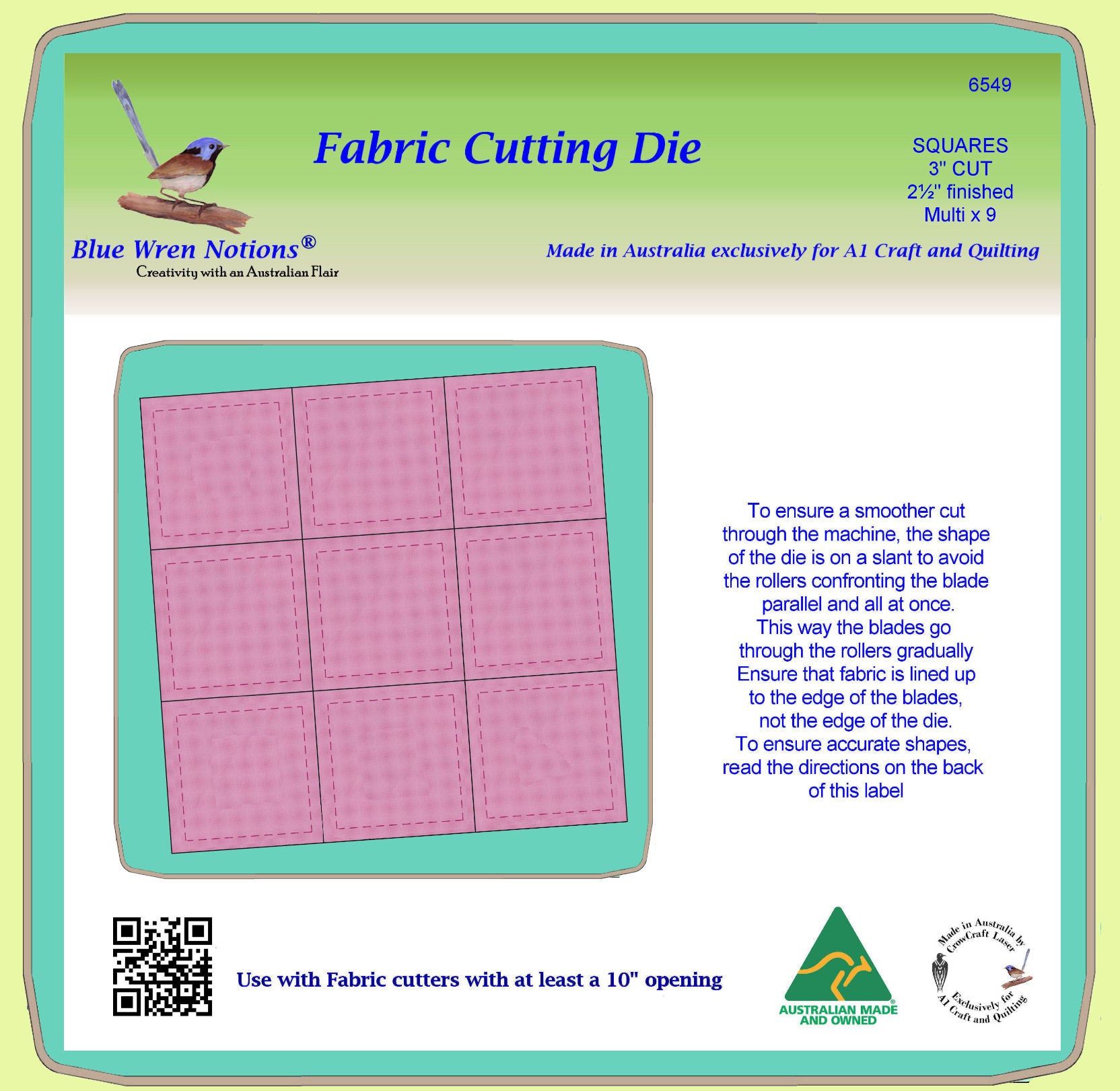 Squares 3" cut (2½" finished) x 9 - 6549 (3" cut) Mat Included