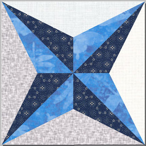Four Point Star, 3D  - 6556  (6" finished quarter block, 12" finished block) - Mat included