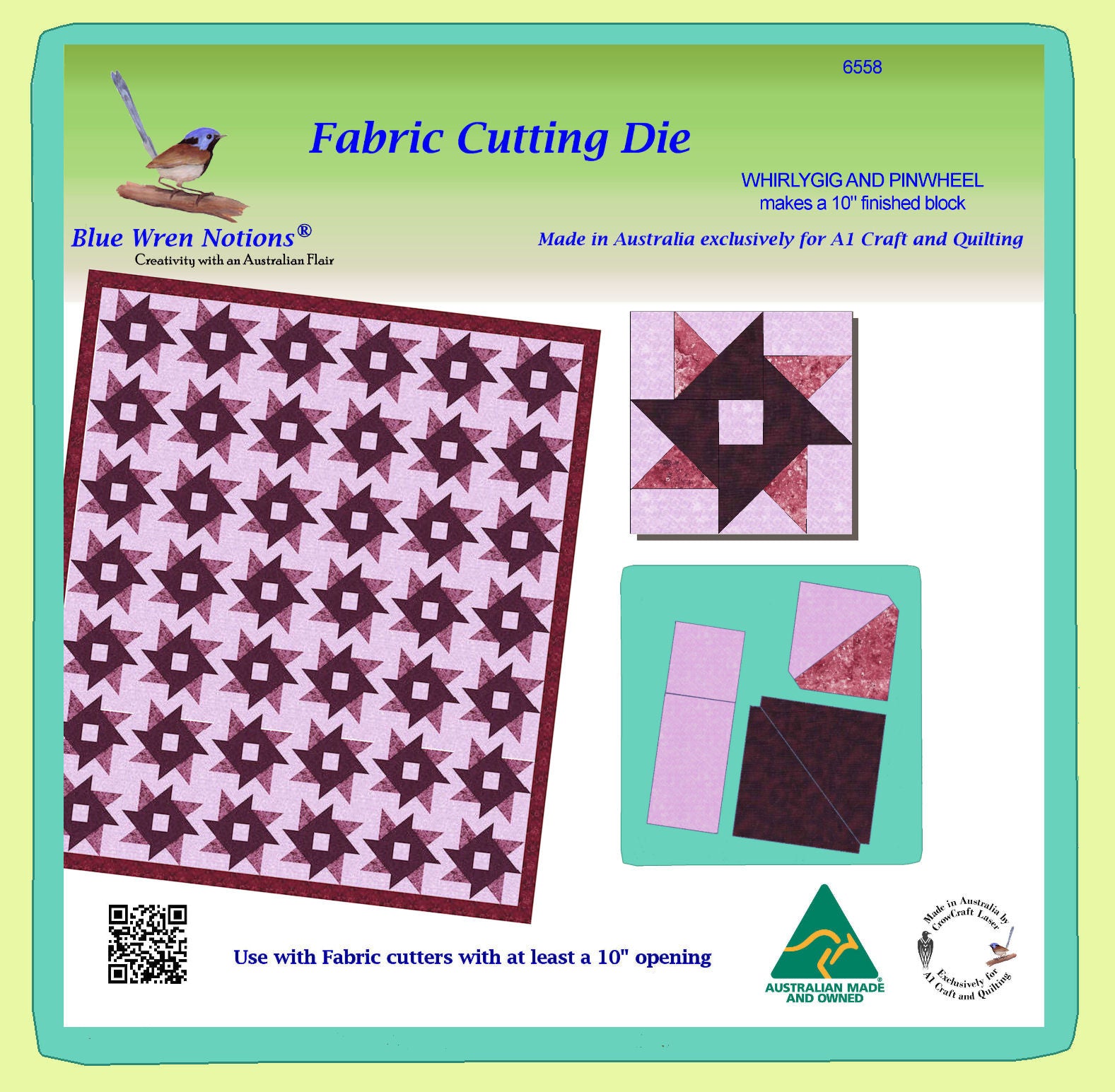 Whirlygig Pinwheel - 6558 - makes a 10" block-mat included