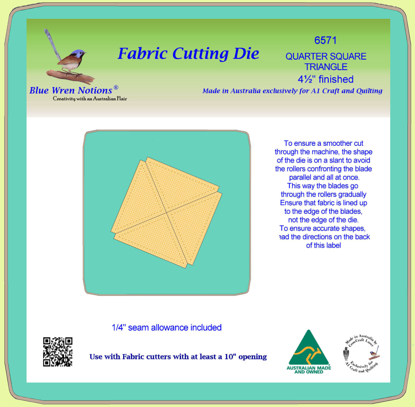 Triangles, Quarter Square, 4½" finished - 6571 - Mat Included