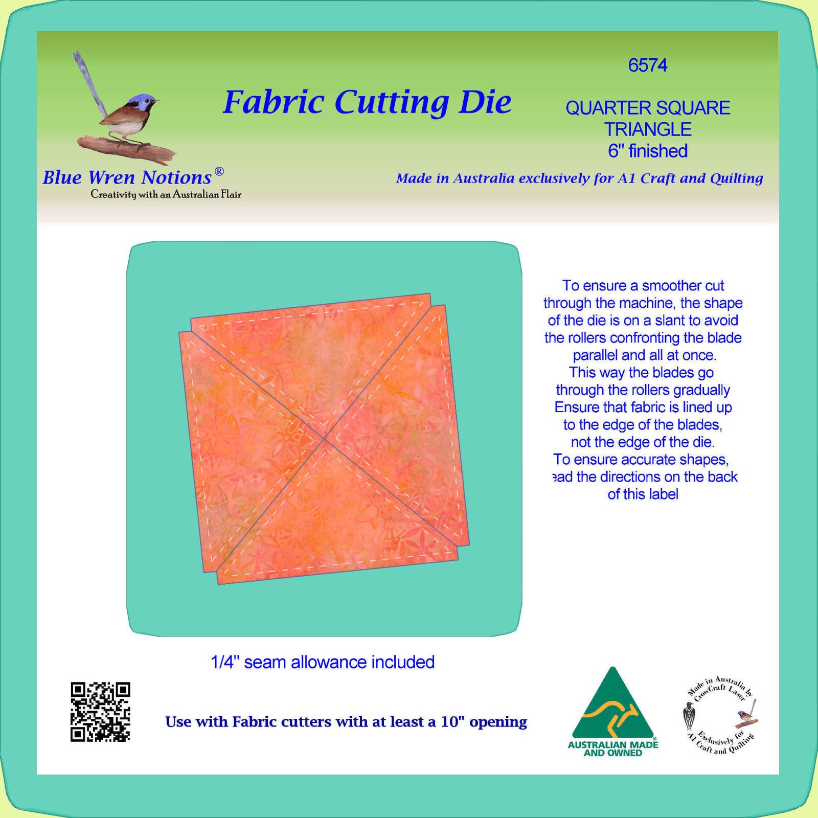 Triangles, Quarter Square, 6" finished - 6574 - Mat Included