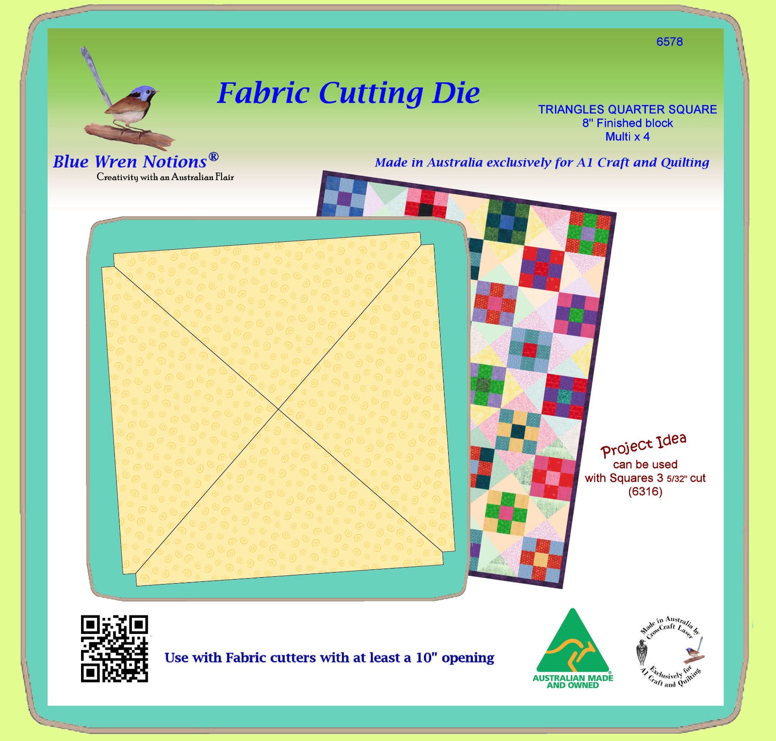 Triangles, Quarter Square, 8" finished - 6578 - Mat Included