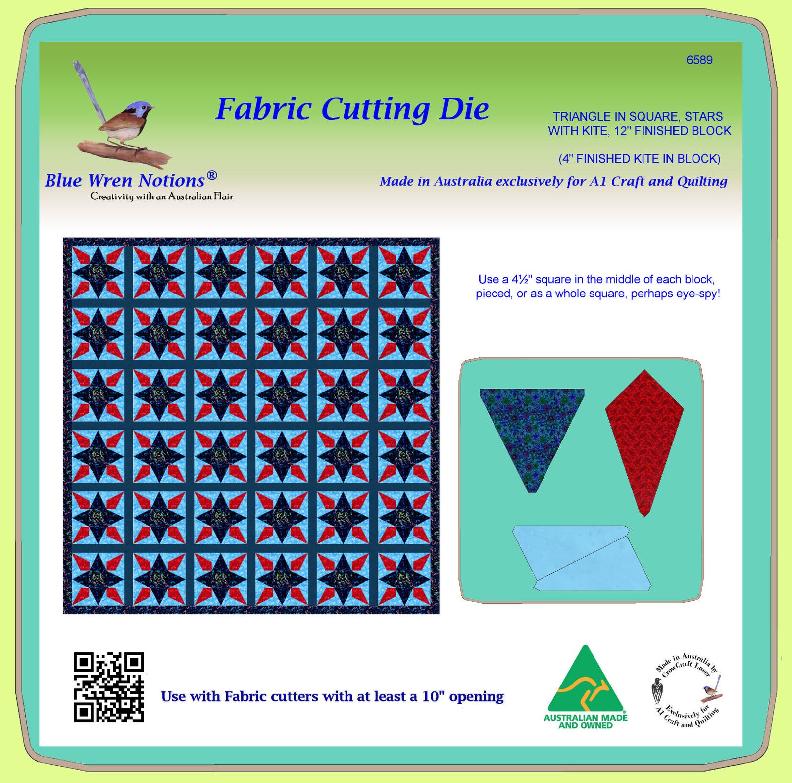 Triangle in Square - 4" x 4" finished - with bonus Kite 6589 - mat included