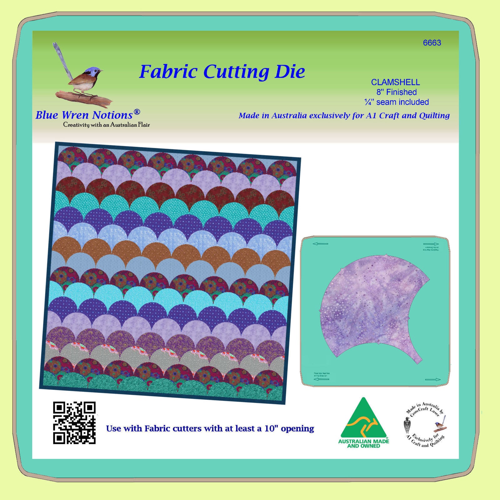 Clamshell - 8" finished across arch, - 6663 -machine sew- mat included