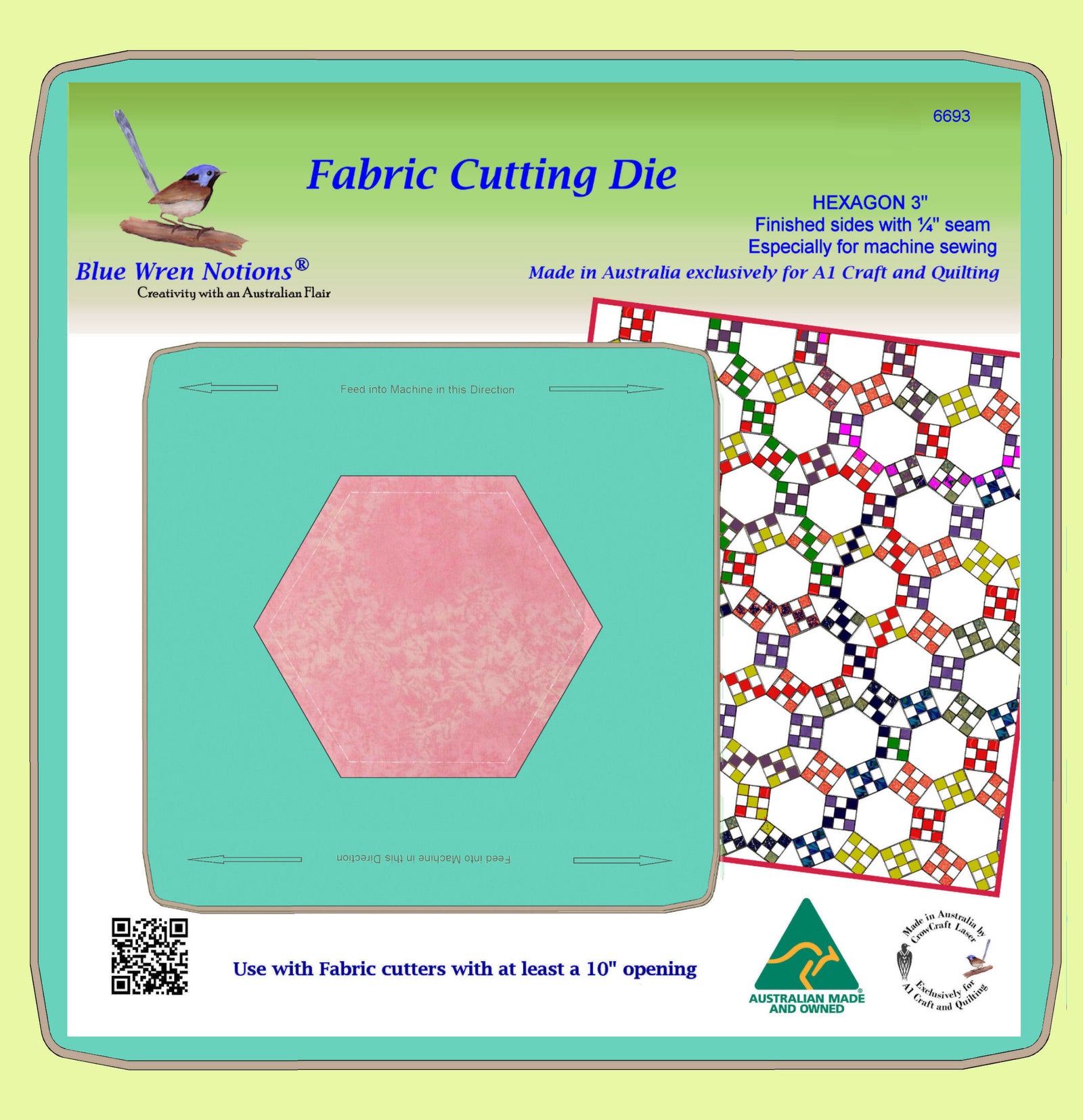 Hexagons 3" finished with ¼" seam allowance included - 6693 - with mat