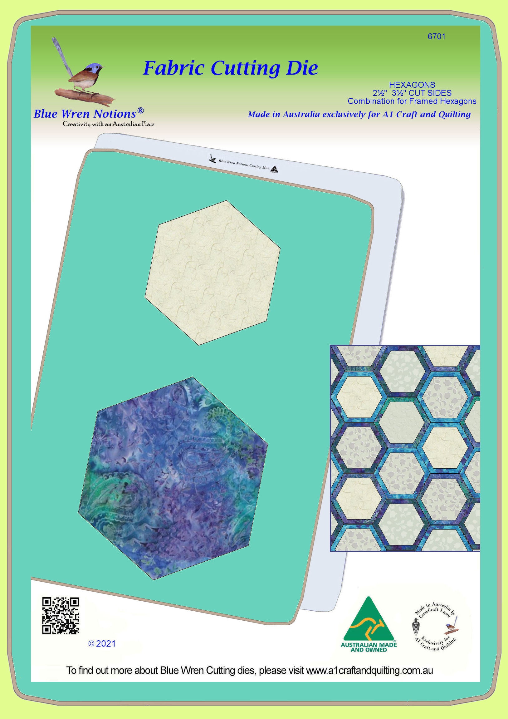 Hexagon Set, 2½" and 3½" cut sides combo for framed hexagons - 6701