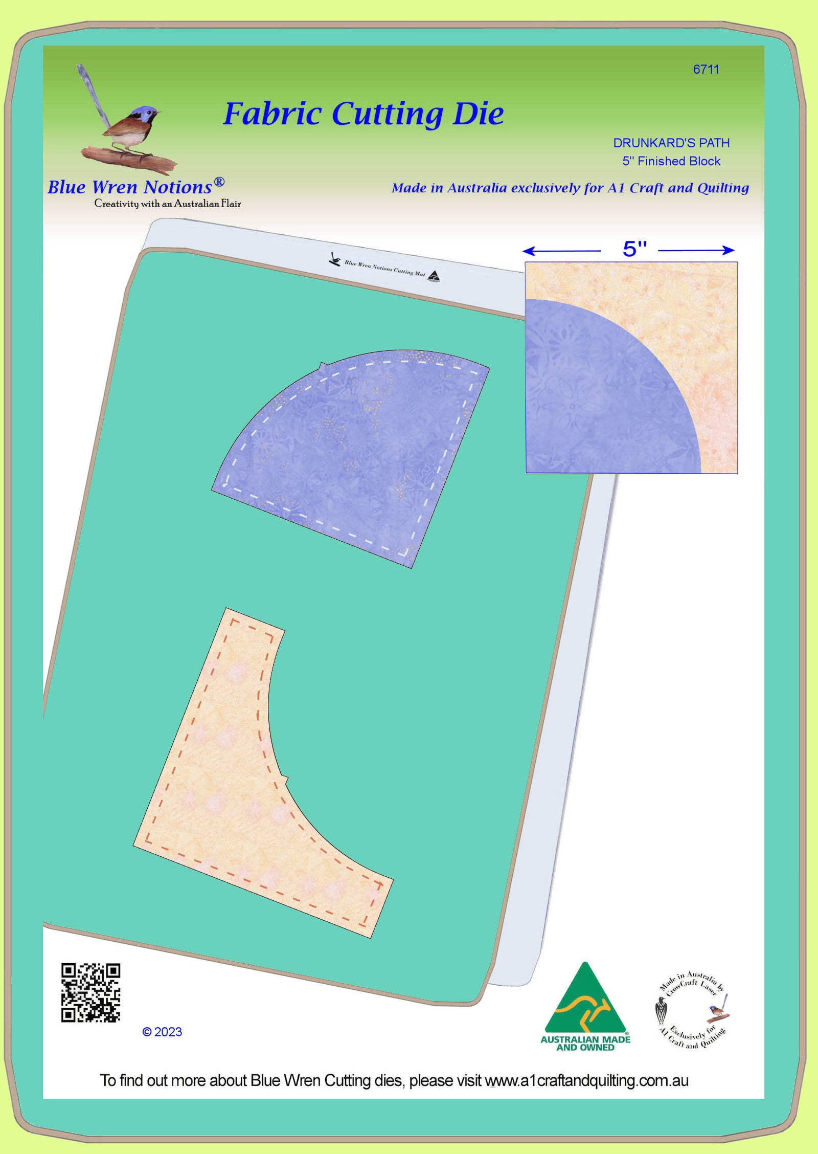 Drunkards Path 5" finished ¼ block, 10 finished block size - 6711 - Mat Included