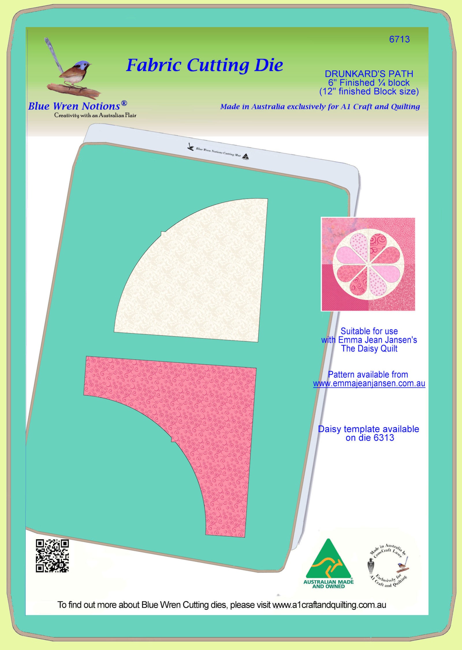 Drunkards Path 6" finished ¼ block, 12 finished block size - 6713 - Mat Included